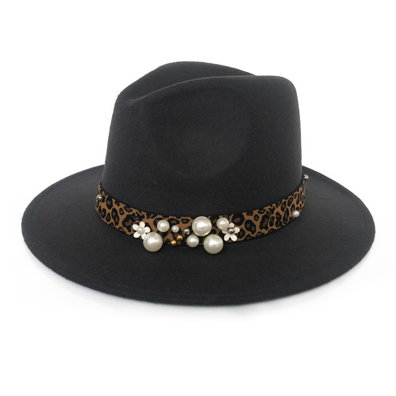 Winter wool Fedoras For Women Wide Brim Felt Hat