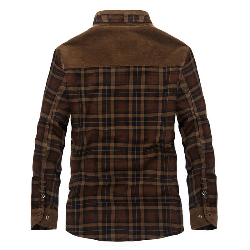 Pure Cotton Plaid Jacket Military Winter Jacket For Men (Thicken Warm Fleece)