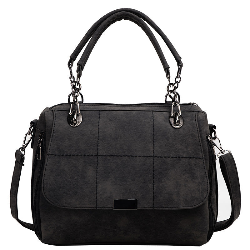 Matte Women Scrub PU Leather Boston Bag for Travel