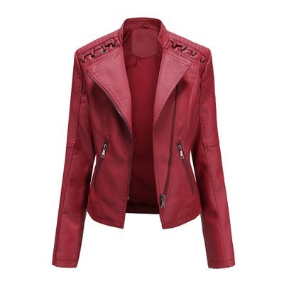 Women's Leather Jackets (Slim Leather Jackets Ladies Motorcycle Suits)