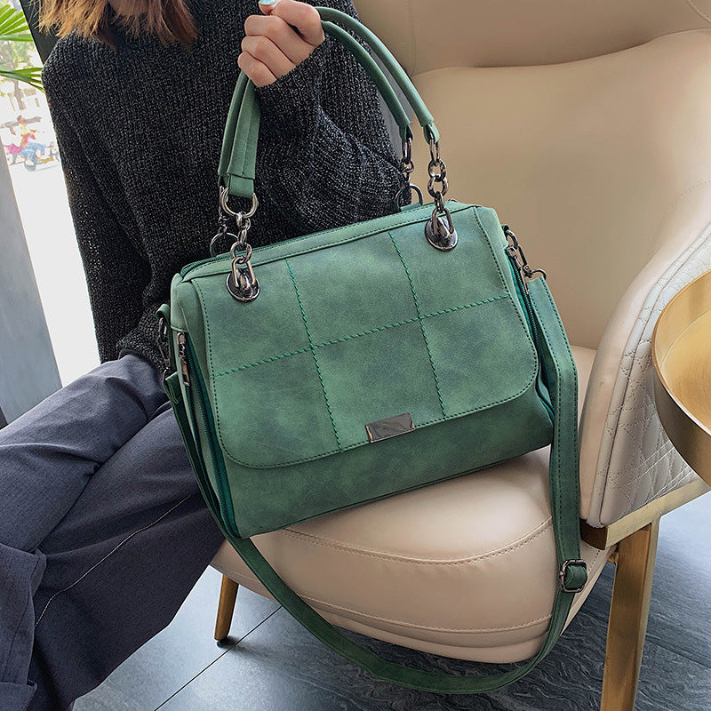 Matte Women Scrub PU Leather Boston Bag for Travel