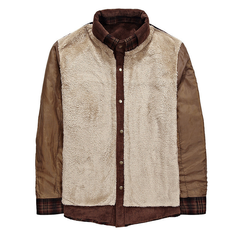 Pure Cotton Plaid Jacket Military Winter Jacket For Men (Thicken Warm Fleece)