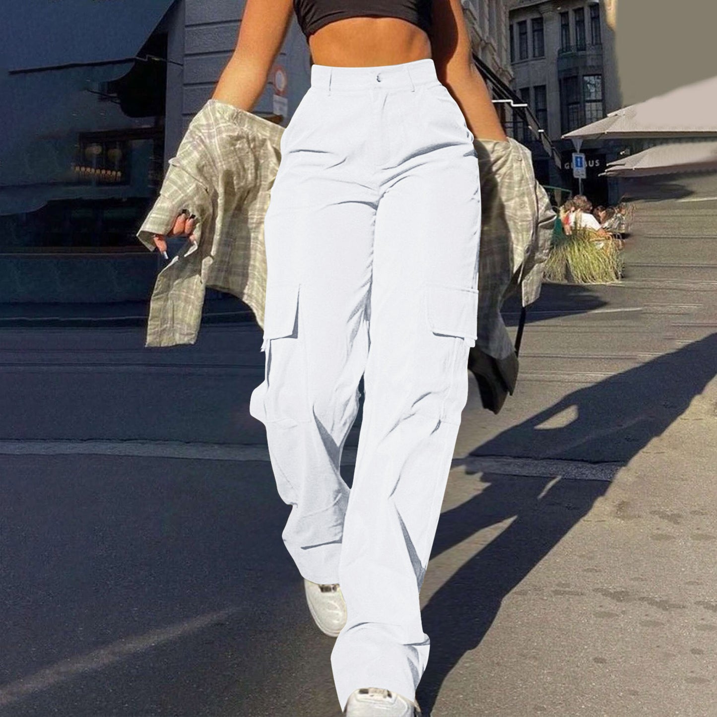 Multi-Pocket Workwear Straight-leg Trousers