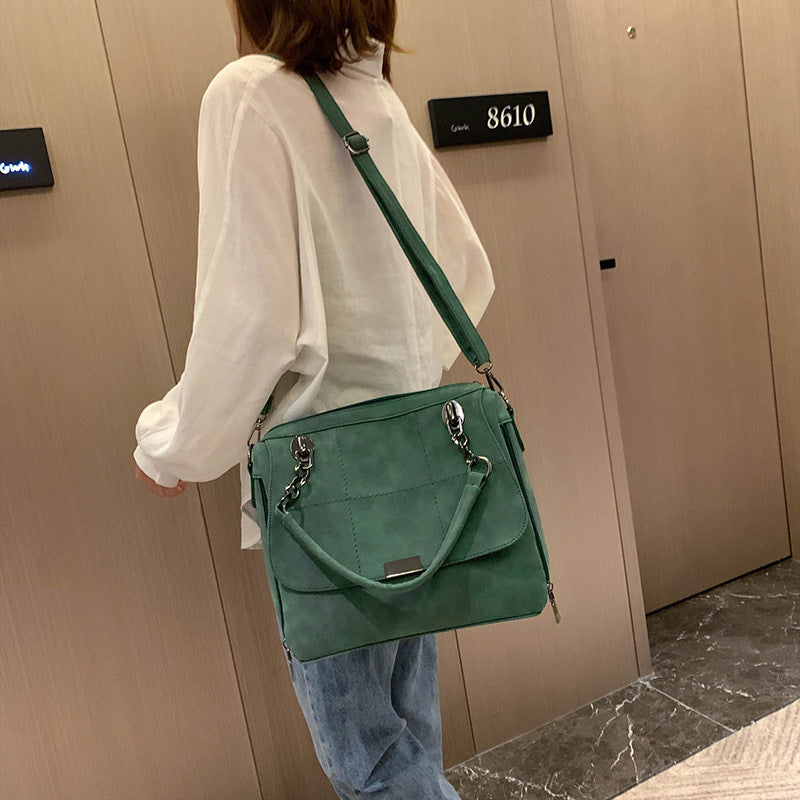 Matte Women Scrub PU Leather Boston Bag for Travel