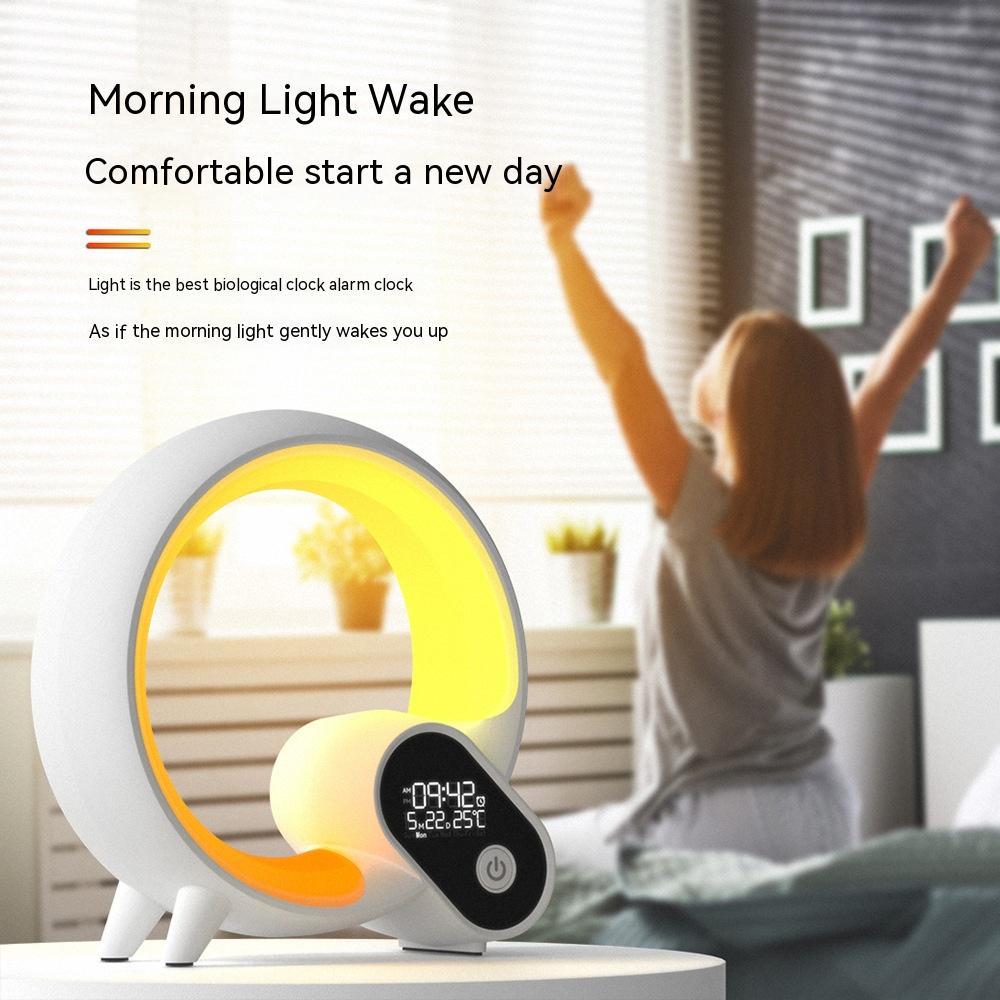 Creative Q Light Analog Sunrise Digital Display Alarm Clock Bluetooth Audio Intelligent Wake-up Light