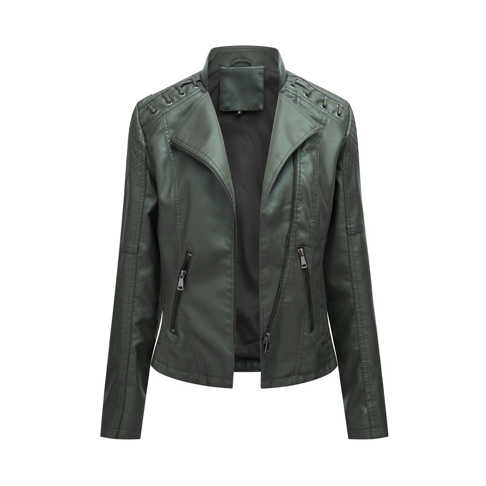 Women's Leather Jackets (Slim Leather Jackets Ladies Motorcycle Suits)