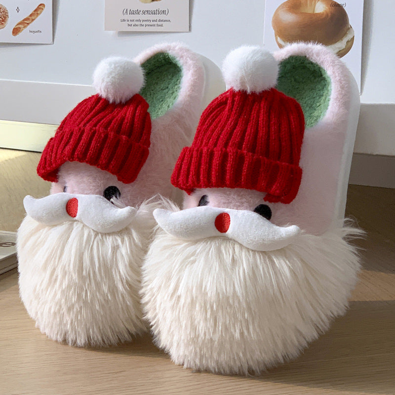 Cute Christmas Santa Claus Home Slippers Winter Warm For Women