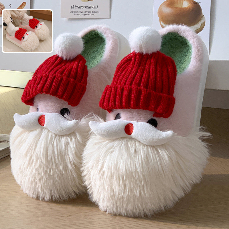 Cute Christmas Santa Claus Home Slippers Winter Warm For Women