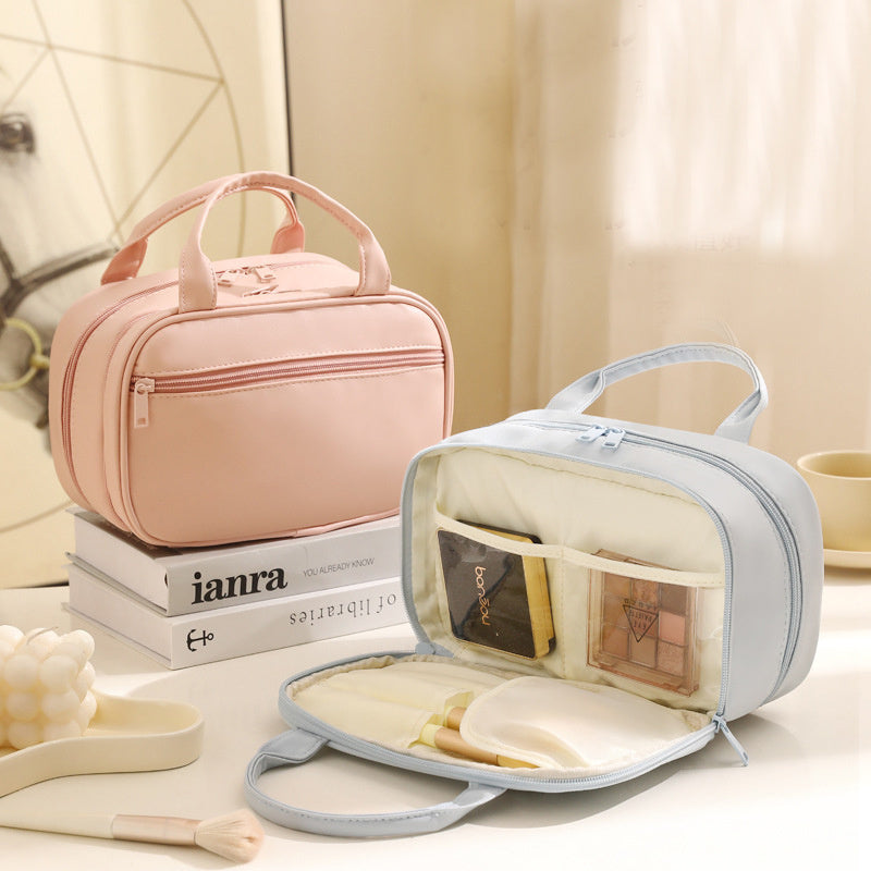New Portable Cosmetic Bag With Handle Large Capacity Waterproof Make-up Toiletries Handbag For Women