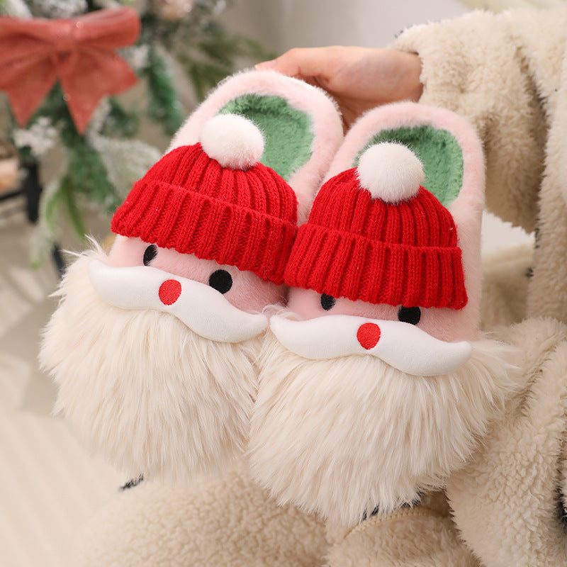 Cute Christmas Santa Claus Home Slippers Winter Warm For Women