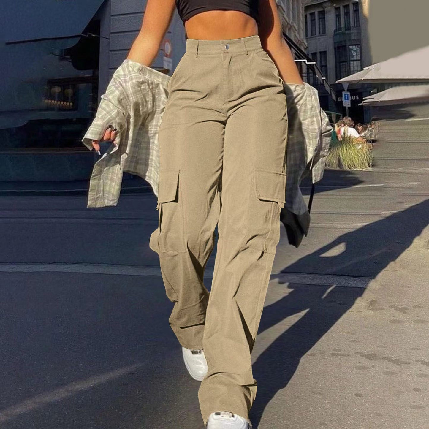 Multi-Pocket Workwear Straight-leg Trousers