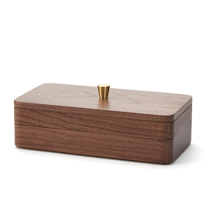 Walnut Jewelry Earrings Necklace Double-layer Storage Box