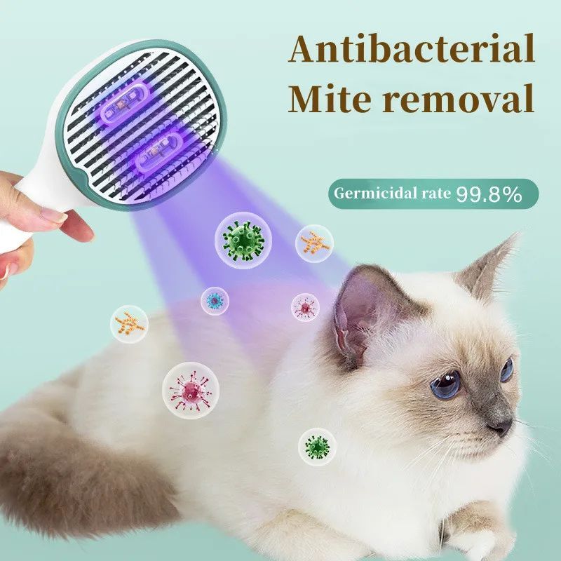 Give Your Pets the ultimate care with - Pets Hair Grooming Remover Brush with UVC Sterilization. Slicker Needle Comb Removes Tangled Self Cleaning Pet Supplies