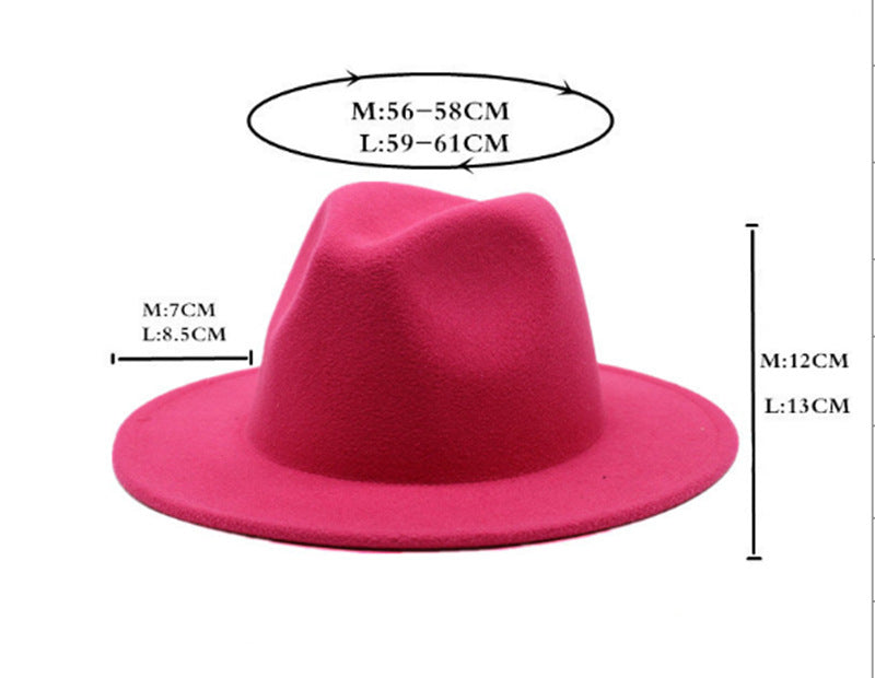New Panama Flat Brim Fedora Hat Woolen Hat Men's And Women's Hats