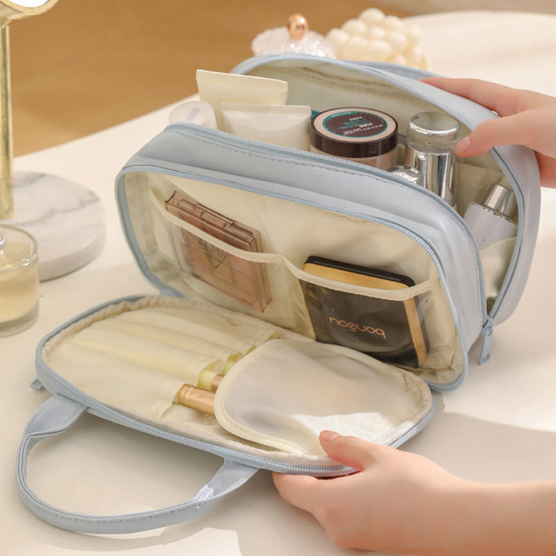 New Portable Cosmetic Bag With Handle Large Capacity Waterproof Make-up Toiletries Handbag For Women