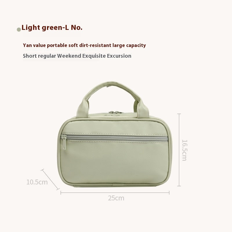New Portable Cosmetic Bag With Handle Large Capacity Waterproof Make-up Toiletries Handbag For Women