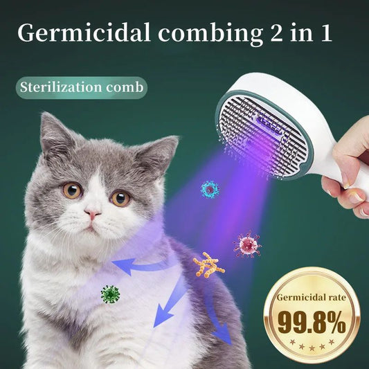 Give Your Pets the ultimate care with - Pets Hair Grooming Remover Brush with UVC Sterilization. Slicker Needle Comb Removes Tangled Self Cleaning Pet Supplies