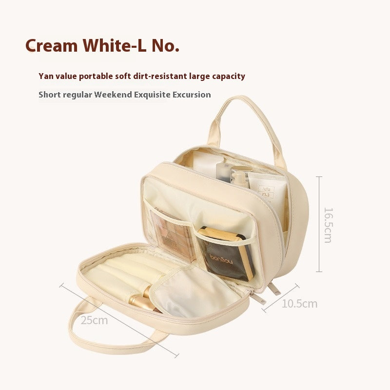 New Portable Cosmetic Bag With Handle Large Capacity Waterproof Make-up Toiletries Handbag For Women