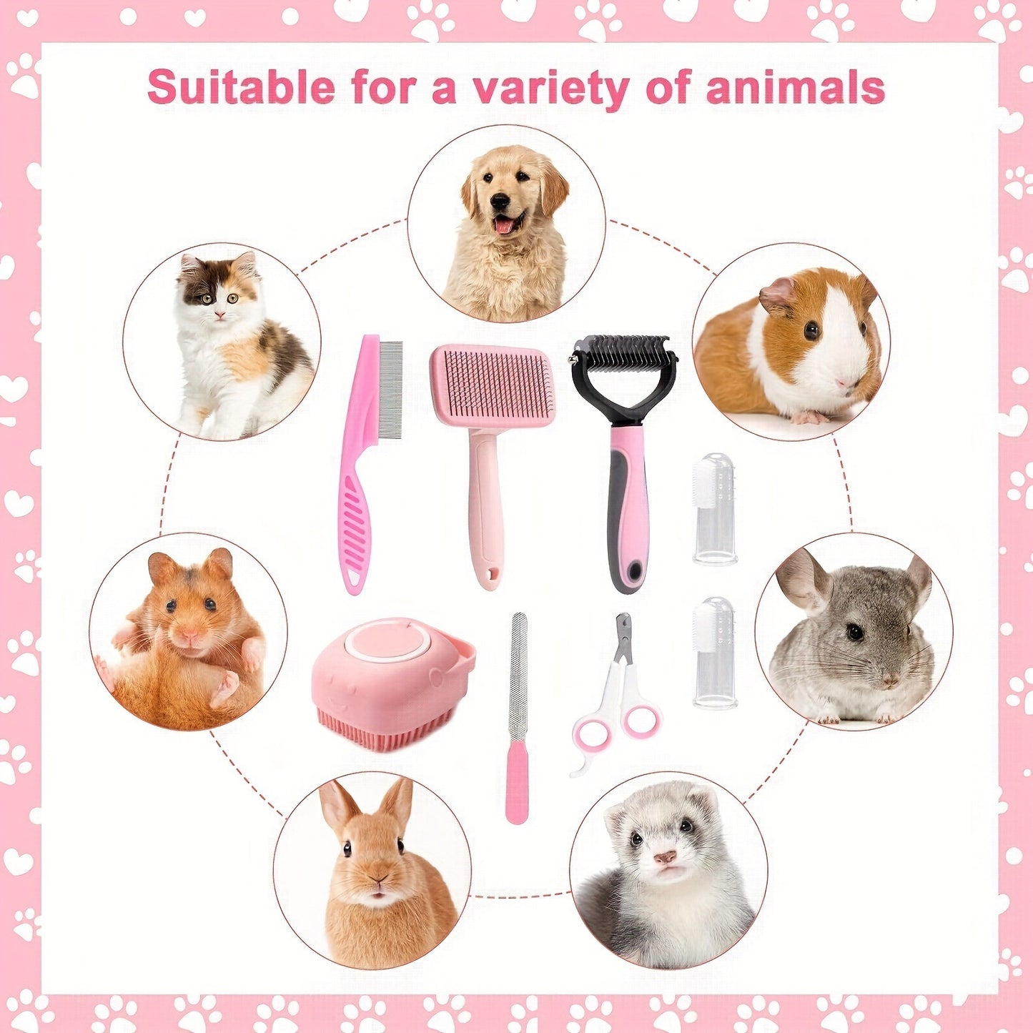 8-piece Dog Beauty Tools Self-cleaning Suit