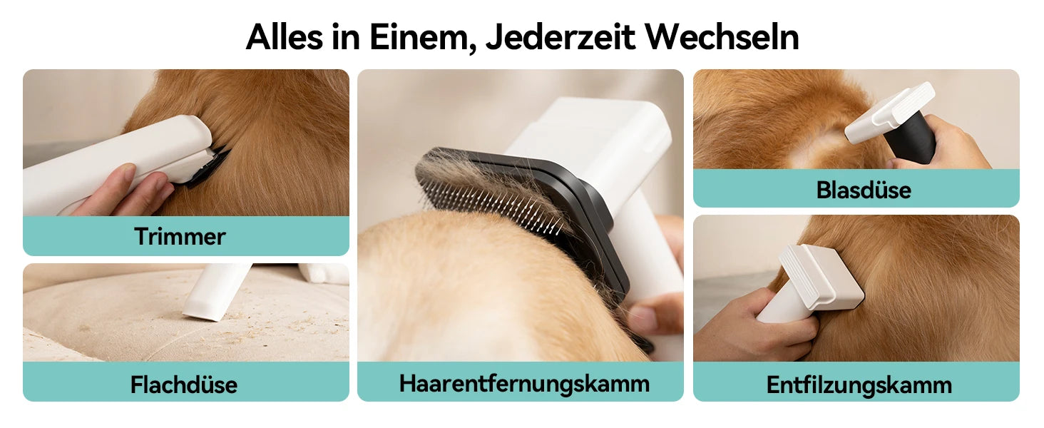 Amicura P1 Vacuum Cleaner & Hair Dryer 15kpa, Pet Grooming Set Adjustable Speed and Temperature, 5 Proven Care Tools Dog Clipper