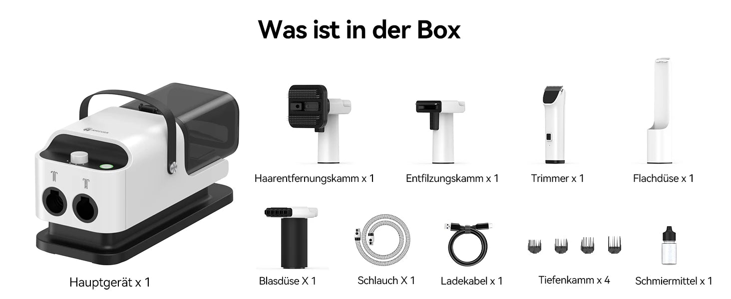 Amicura P1 Vacuum Cleaner & Hair Dryer 15kpa, Pet Grooming Set Adjustable Speed and Temperature, 5 Proven Care Tools Dog Clipper