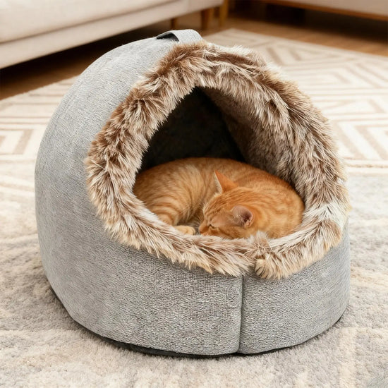 Pet House for Small Dog Cat Bed House Portable Enclosed Plush Pet Kitten Nest Winter Warm Soft Pet Cave Kennel Deep Sleep Sofa
