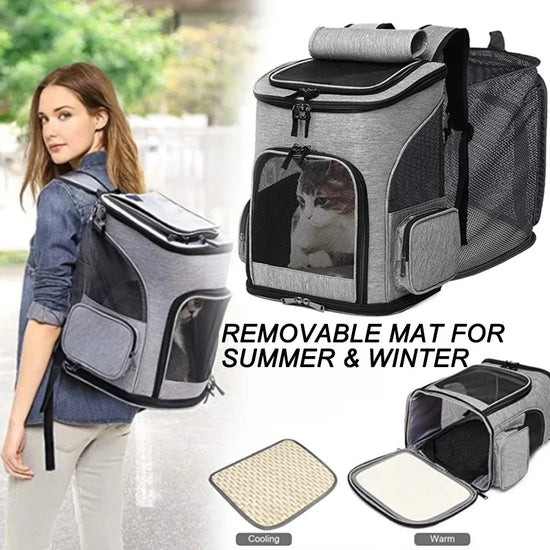 Pet Supplies Out Puppy Backpack Expandable Pet Bag Large Capacity Breathable Portable Cat Backpack Foldable Dog Bag