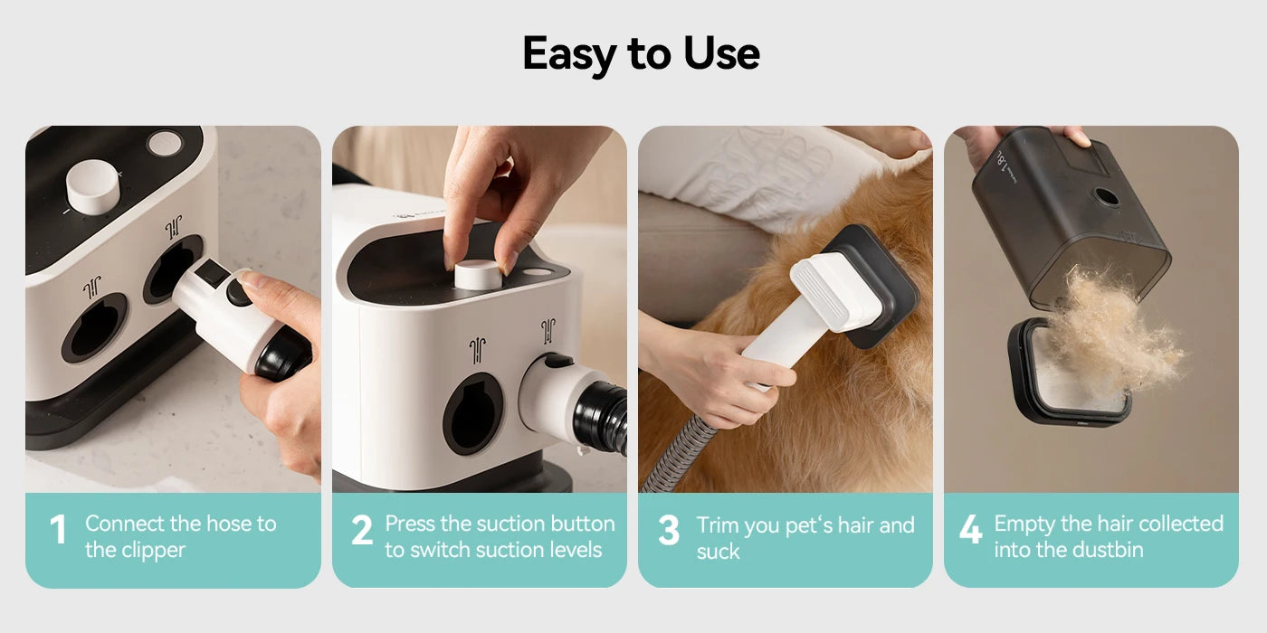 Amicura P1 Vacuum Cleaner & Hair Dryer 15kpa, Pet Grooming Set Adjustable Speed and Temperature, 5 Proven Care Tools Dog Clipper