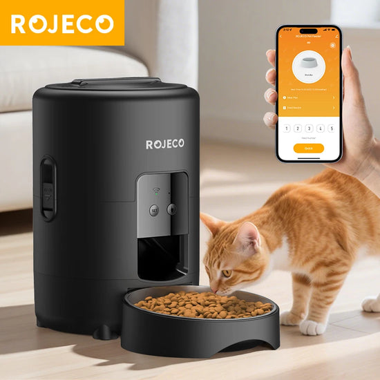 ROJECO Automatic Cat Feeder 2L Smart Pet Food Kibble Dispenser WiFi App Remote Control  Dog Feeder For Pet Cat Dog Accessories