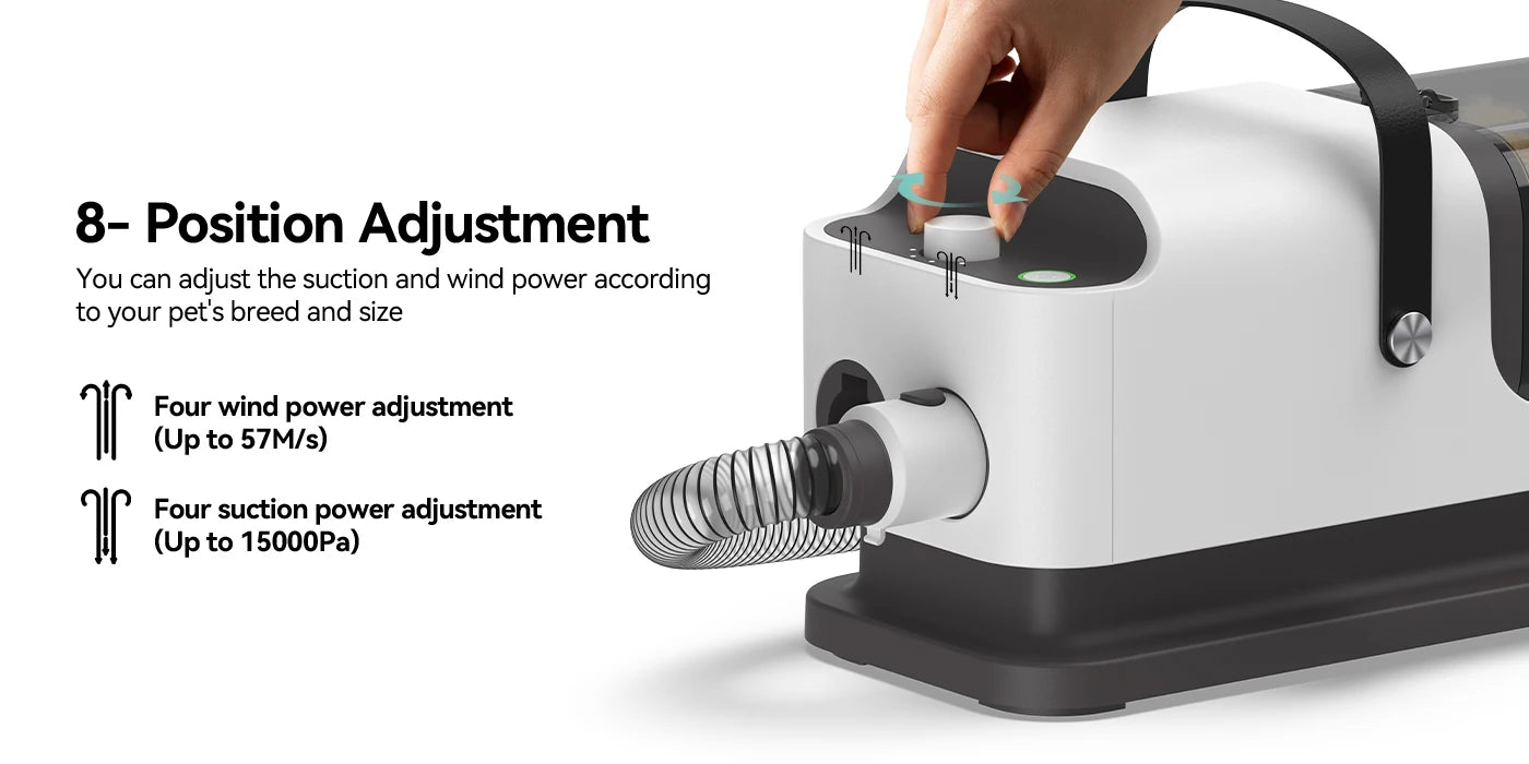 Amicura P1 Vacuum Cleaner & Hair Dryer 15kpa, Pet Grooming Set Adjustable Speed and Temperature, 5 Proven Care Tools Dog Clipper