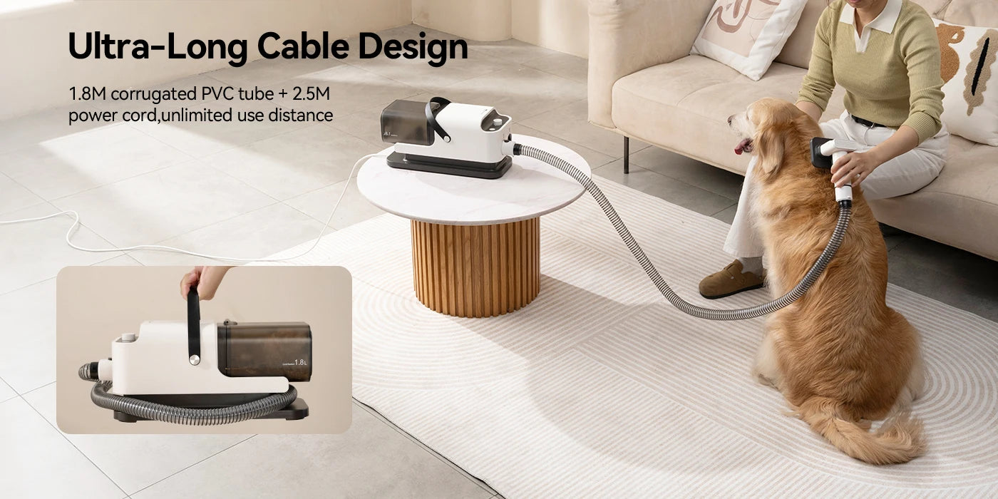 Amicura P1 Vacuum Cleaner & Hair Dryer 15kpa, Pet Grooming Set Adjustable Speed and Temperature, 5 Proven Care Tools Dog Clipper