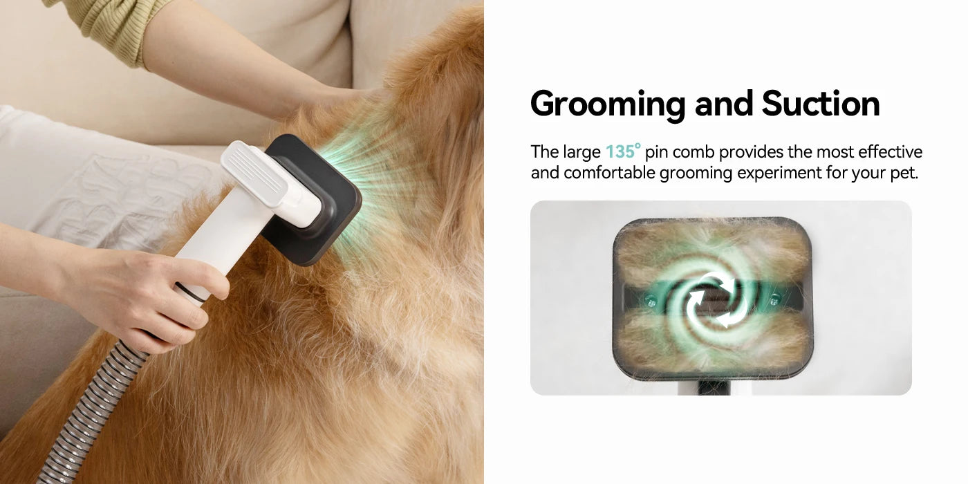 Amicura P1 Vacuum Cleaner & Hair Dryer 15kpa, Pet Grooming Set Adjustable Speed and Temperature, 5 Proven Care Tools Dog Clipper