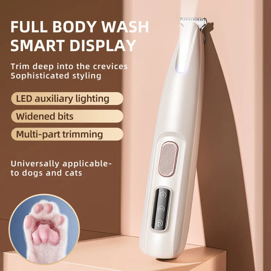 Portable Dog Paw Trimmer with Led Light - Pets Nail Grinder Shaver Clipper - Rechargeable Cordless Nail Grooming Tools for Cats