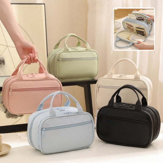 New Portable Cosmetic Bag With Handle Large Capacity Waterproof Make-up Toiletries Handbag For Women