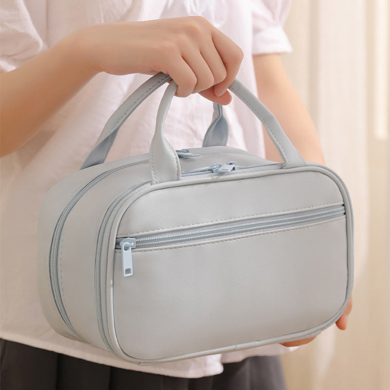New Portable Cosmetic Bag With Handle Large Capacity Waterproof Make-up Toiletries Handbag For Women